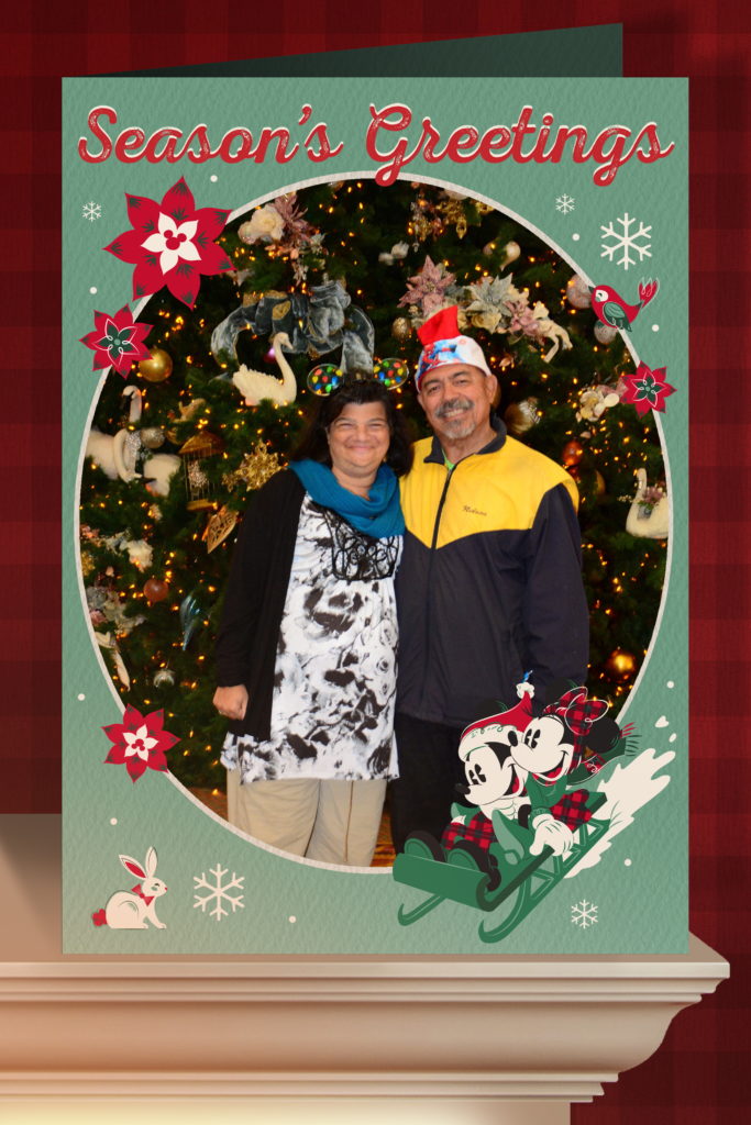 Cheryl and Nelson at Grand Floridian Resort in Front of Christmas Tree December 13, 2018